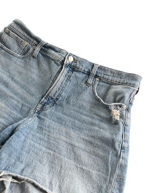 Madewell The Perfect Mid Length Jean Short Cutoff Distressed Denim Size 32